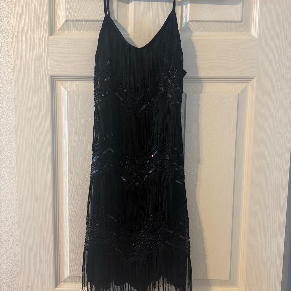 Lulus black beaded mini dress. Women’s size small.